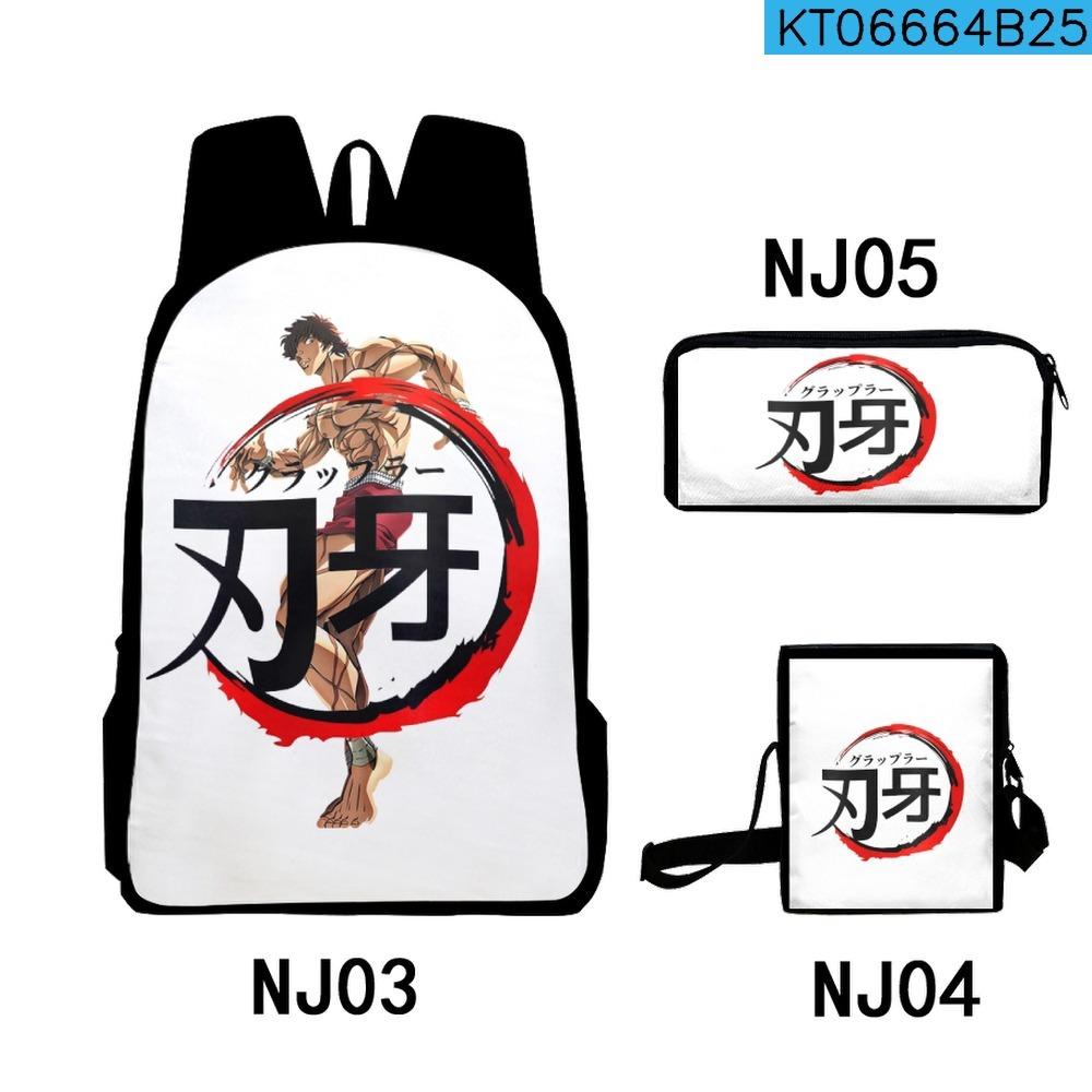 Classic Anime Yujiro Baki Hanma 3D Print 3pcs/Set pupil School Bags Laptop Daypack Backpack Inclined shoulder bag Pencil Case