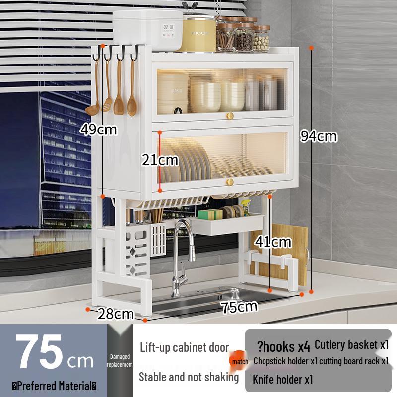 Wielofunkcyjny stojak na naczynia kuchenne: Pyłoszczelny organizer na blat do przechowywania misek, talerzy i ociekarek.