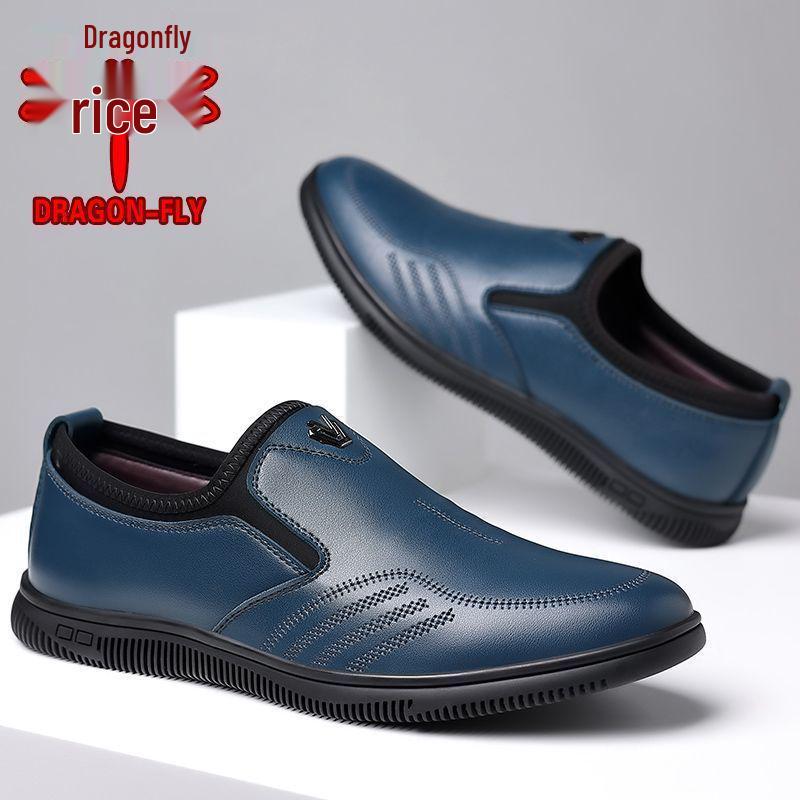 Qingting Genuine Leather Men's Slip-On Business Casual Shoes - Soft, Wear-Resistant Korean Style