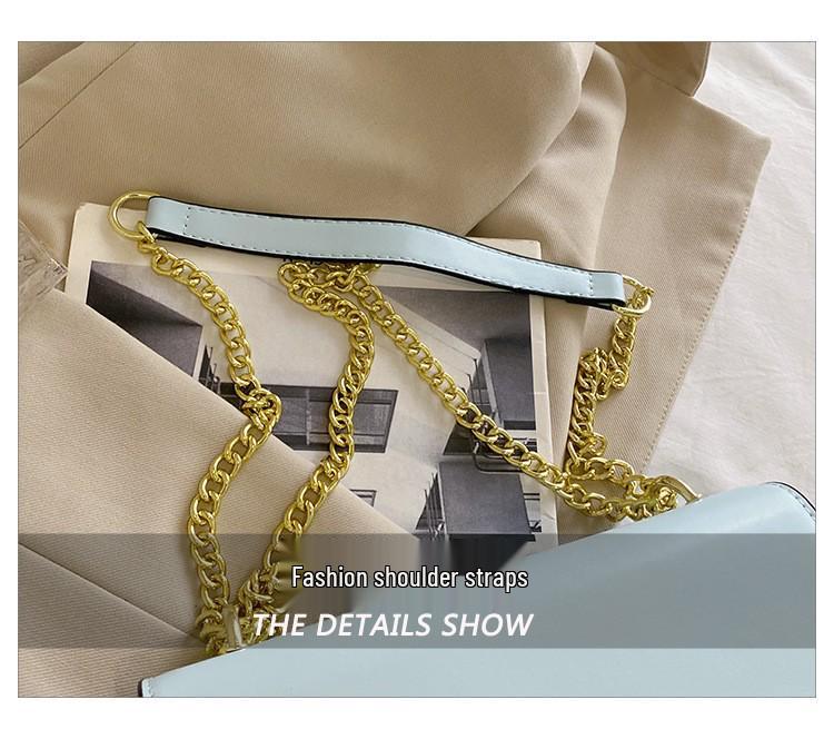 Geantă crossbody pătrată mică cu lanț de culoare uni - Geantă de umăr de mână simplă, versatilă și la modă în stil coreean pentru femei