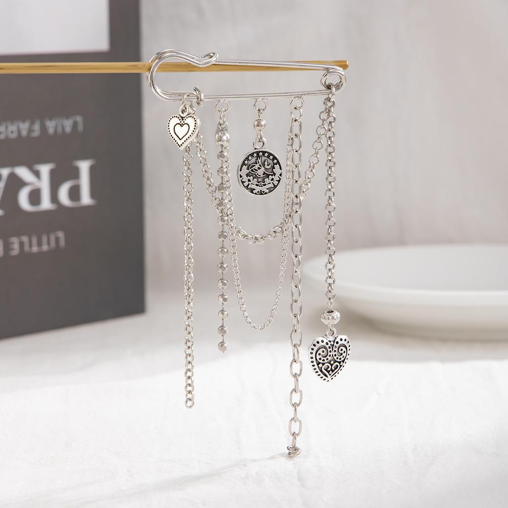 Heart Pearl Bow Brooch Detachable Tassel Fixed Clothes Pin Waist Buckle Button Clasps Trouser Leg Decorative Brooch
