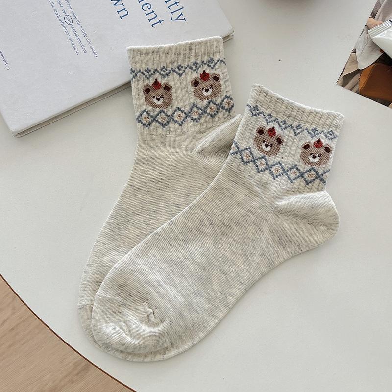 

Летние тонкие короткие носки для девочек, женские спортивные носки-лодочки с милым мультяшным медведем, женские носки без швов 1 pair