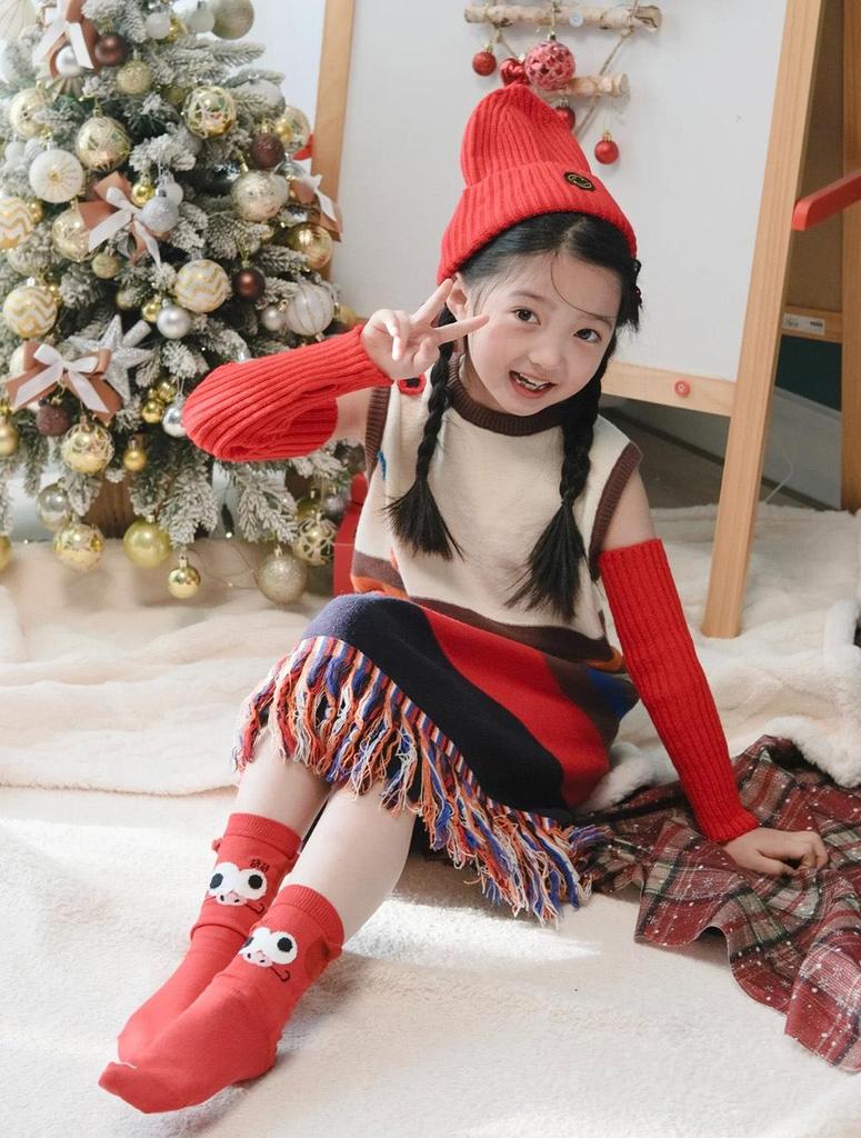 Girls' Knitted Tassel Skirt Dress - Autumn/Winter Baby Wool Vest Dress