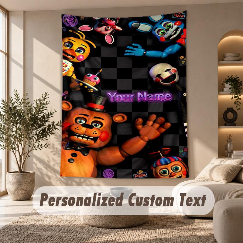 Five Nights At Freddy’s Tapestry, Personalized Custom Text, Wall Hanging Tapestry For Living Room Home Wall Decor