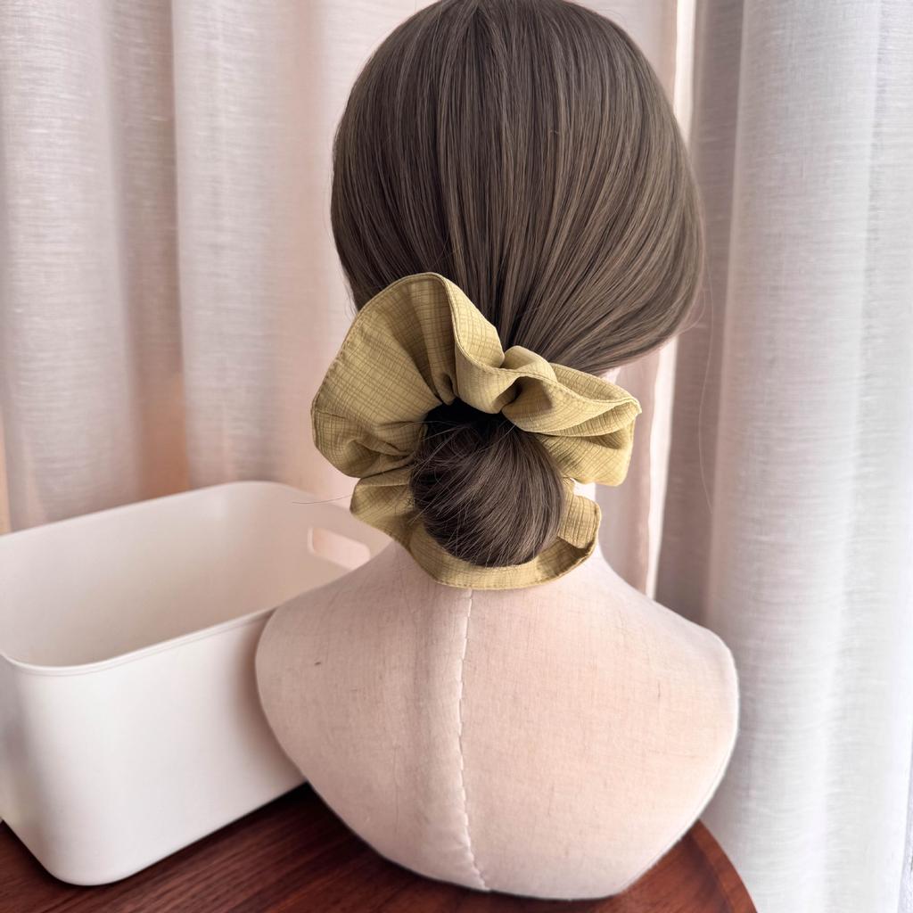 1PC Solid Color Cream Colored Fabric Colon Headband Simple and Fresh Plaid Rubber Band Hair Ties for Woman Hair Accessroies