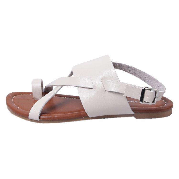 

Большие размеры импортные сандалии на плоской подошве женские летние 2024 новые пляжные с юбкой повседневные сандалии с открытым носком 35 белый