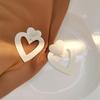 Retro Temperament Metall Weiß Liebe Herzförmige Clip Ohrringe Einfache Große Hohle Herz Clip Ohrringe Ohne Piercing Frauen Dame