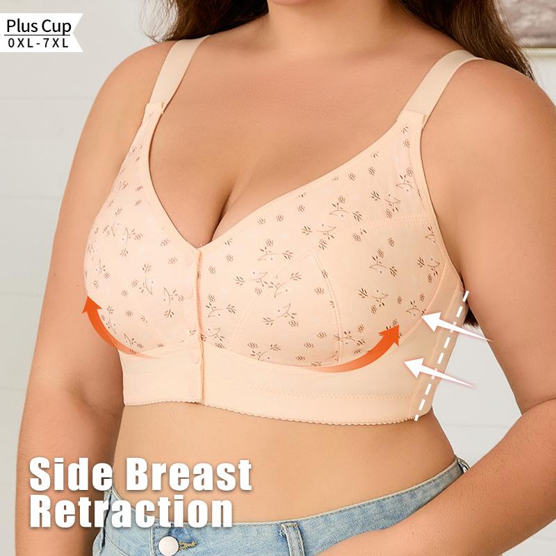 0XL-7XL Super Large Size Bra European and American Size Adjustable Shoulder Strap Popular Printed Front Buckle Large Size Underwear