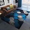 Modern Hexagon Carpet Rug Home Decoration Geometric 3D Floor Mat Living Room Hallway Bedroom Navy Grey Brown Blue Bedroom Rugs
