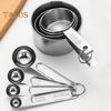 Messlöffel-Set aus Edelstahl, Doppelskala, Messbecher mit ergonomischem Griff für präzise Backmessungen, Verwendung in der Küche zu Hause und in der Bäckerei
