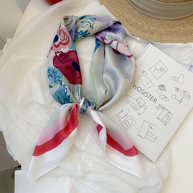 Premium Square Silk Scarf for Women: Original Design with High-transparency Tech Elegant Texture Decorative Neck Scarf & Headscarf