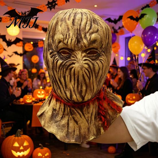 Flexible Horror Masque Scarecrow Halloween Latex Adult Full Head Cosplay Scary Costume for Party Masquerade