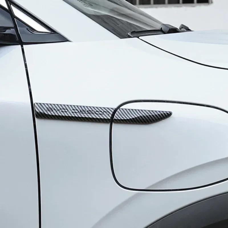 For BYD Yuan Plus ATTO 3 Car Body Fender Side Label Body Sticker Bright Black Carbon Fiber Pattern External Auto Accessories