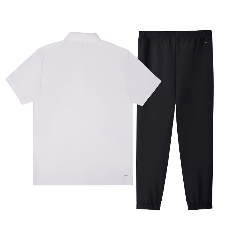 Li-Ning Summer Quick-Dry Short Sleeve Lightweight Breathable Versatile Pants Casual Sports Set Men sets Standard-White Black YWBW061-2