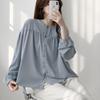 New Arrivals Open Run Shiring Blouse Women Sky Blue Chiffon Shirt