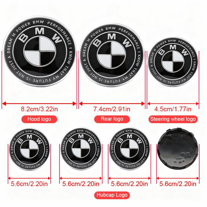 For BMW 5SE28 1/4/7Pcs Car Hood Front Rear Trunk Emblem Steering Wheel Sticker Hub Center Cap For BMW F18 F10 E64 E63 E60 E52 E83 E46 E92 E90