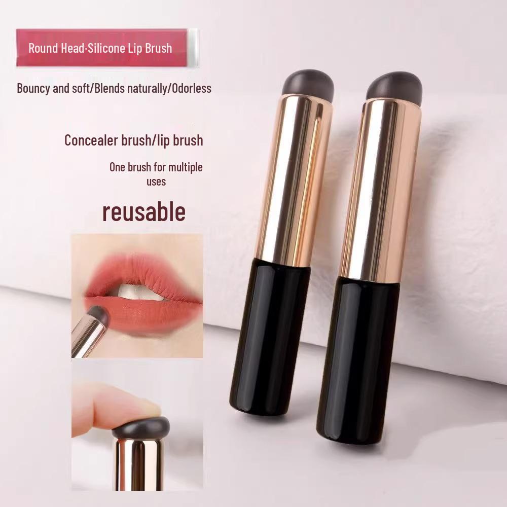 Pensulă rotundă de buze din silicon: Instrument de machiaj portabil, care nu se estompează, nu lasă urme, mini pentru vârful degetului, pentru estomparea rujului și a corectorului