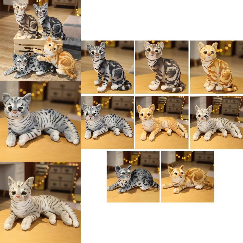 Realistic Simulation Cat Stuffed Plush Toy For Kids Home Decor And Gift