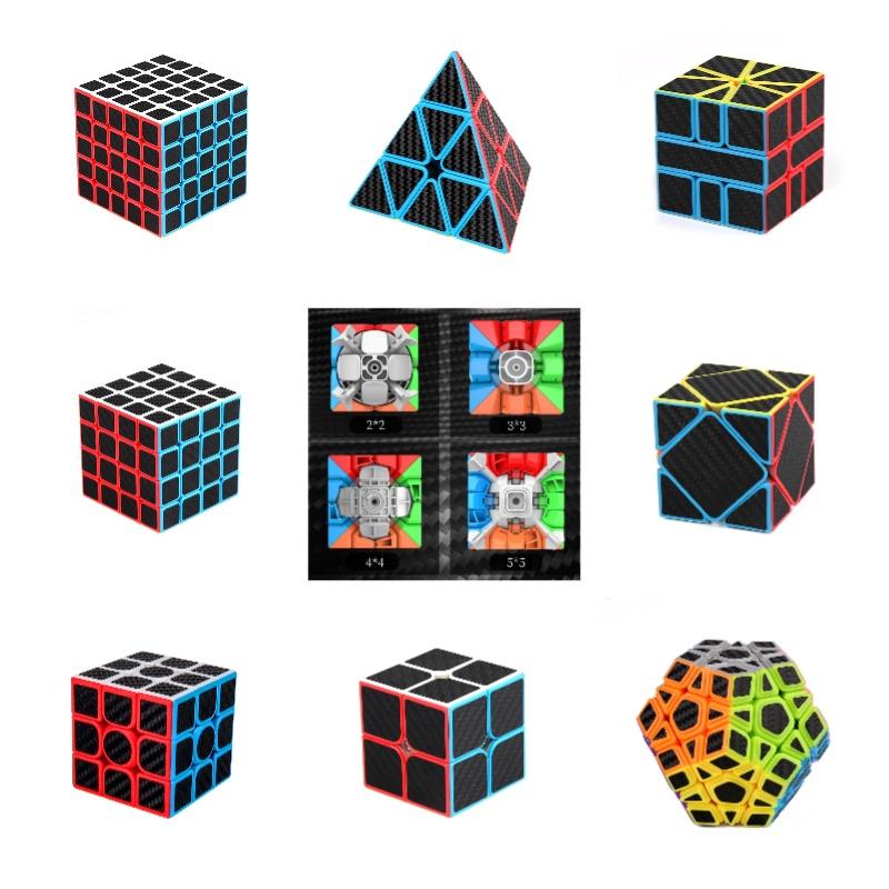 Carbon Fiber Pyramid Shaped Twisty Puzzle Set 2x2 3x3 4x4 5x5 Fun Brain Teaser Toy