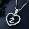 Heart Letters 26 Love Crystal Women Silver Plated Chain Jewelry Necklace