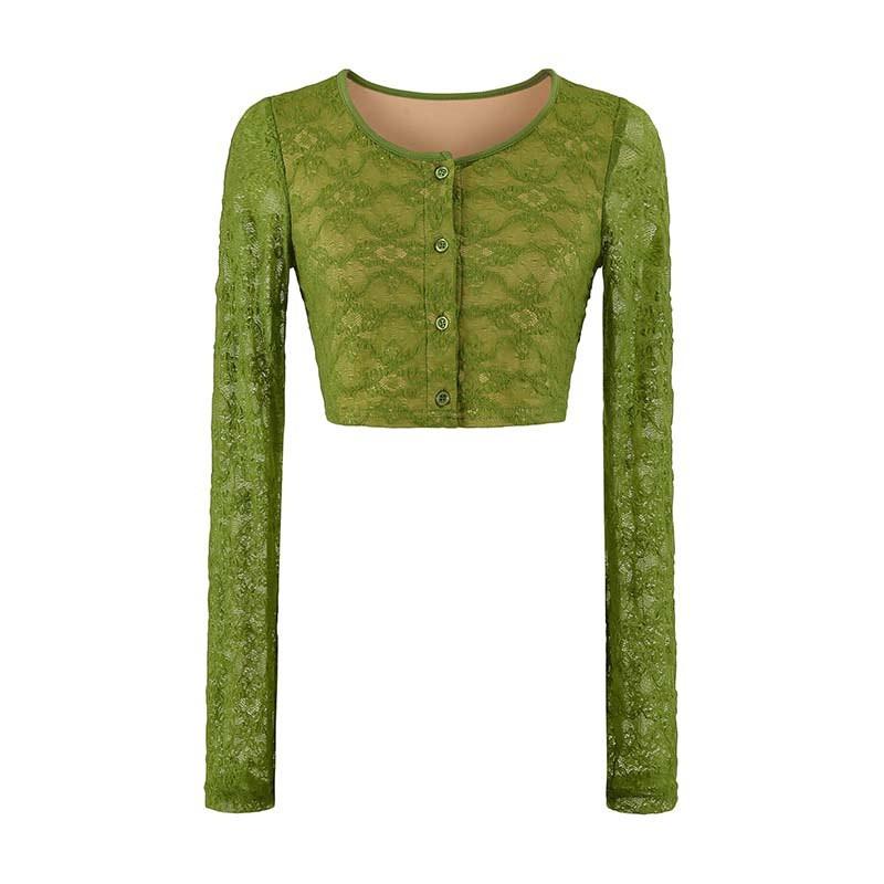 Pure Desire Lace 2-Piece Dress Set Slim Fit Cami Mini Skirt Long Sleeve Cardigan See Through