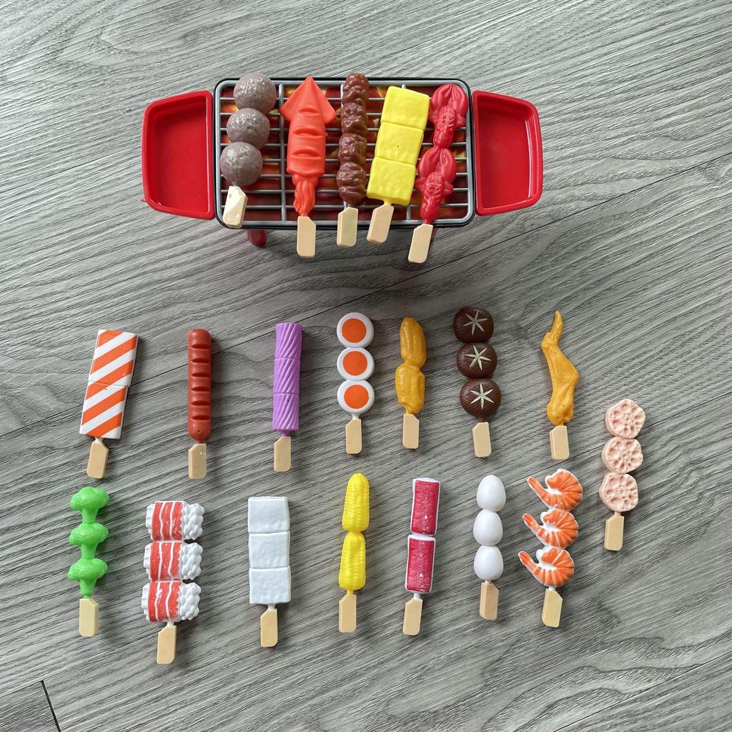 Children's Pretend BBQ Set: Kitchen Play Barbecue Skewers with Simulation Food