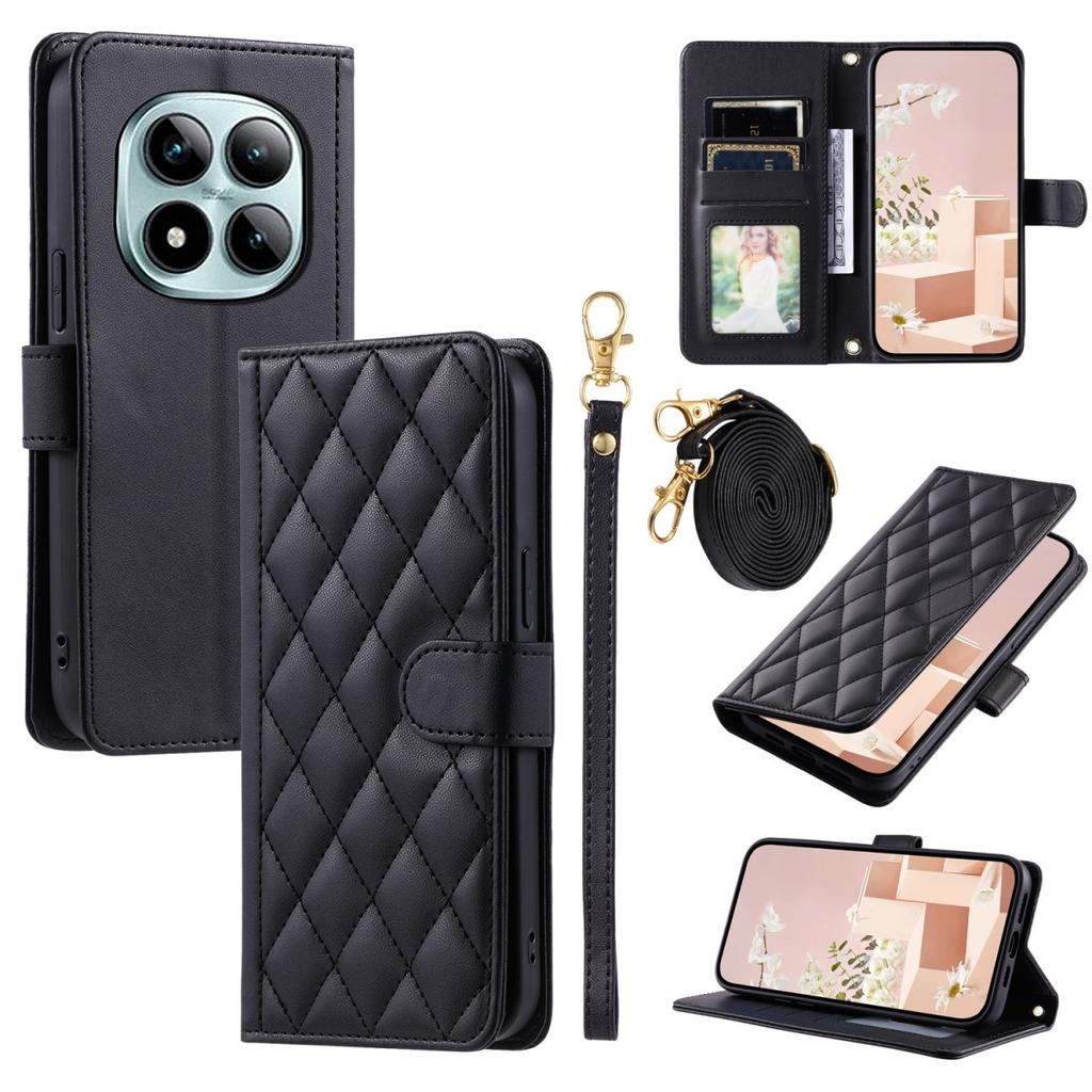 Crossbody Wrist Strap Cards Solt Wallet Phone Case for Xiaomi Redmi Note 15 Pro Plus 14 13 Pro 5G 4G Leather Protective Cover