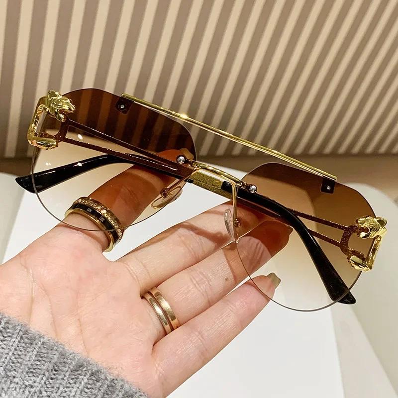 Classic Rimless Square Sunglasses Women Men Designer Brand Sun Glasses Female Male Personality Metal Mirror