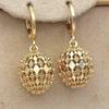 Huajie Gold Color Rhombus Hollow Sphere Dangle Earrings for Women Exquisite Party Gift Fashion Ear