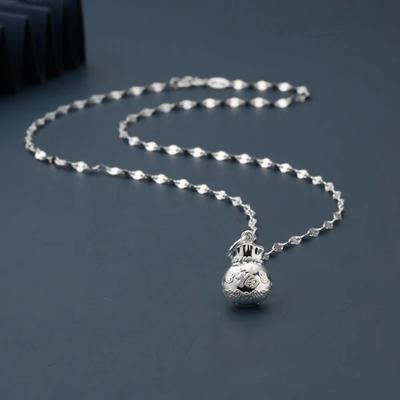 Klassische Edelstahl Glückstüten Anhänger Halskette Damen Charm Geometrie Rund Viel Glück Segensbeutel Choker Ketten Schmuck Geschenke
