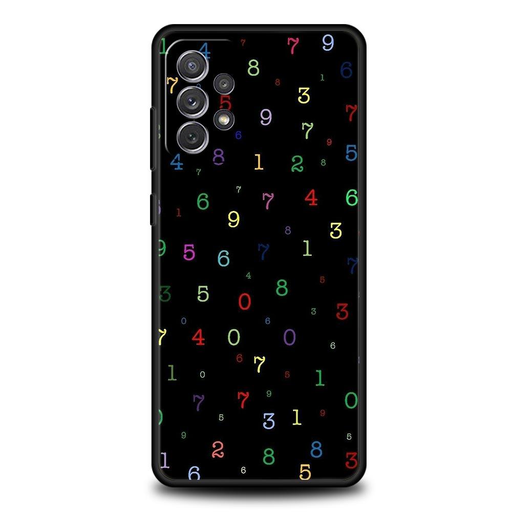 Number Pattern Phone Case for Samsung Galaxy A55 A35 A17 A07 A15 A13 A25 A51 A71 A72 A73 A32 A52 A52S A41 5G Soft TPU Shell Bags