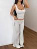 2025 Spring/Autumn Y2K Solid Color Lace-up Two-Piece Set: Micro-flare Casual Pants Suit for a Slim Commuting Style