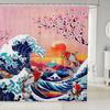 Erosebridal Dragon Bathroom Shower Curtain Sets Japanese Style Shower Curtain For Kids Boys Girls Ocean Wave Fabric Shower