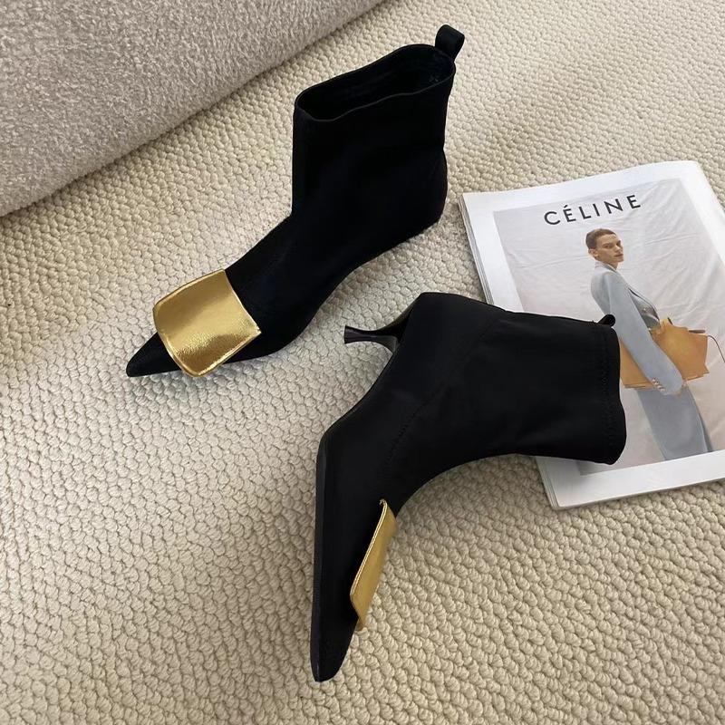 Pointed Toe Women Ankle Boots Suede Fashion Heeled Shoes Dress Luxury Woman Pumps 2025 Winter New Designer Elegant Mujer Botas