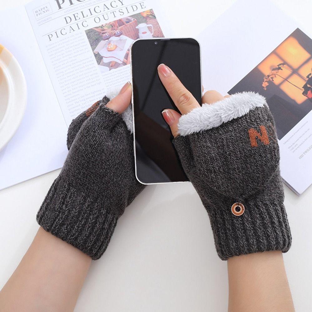 Woolen Cloth Flip Cover Gloves Thickened Mittens Gloves Fashion Winter Gloves  Outdoor Sports