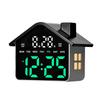 LED House Shape Digital Alarm Clock with Night Light Multi-Functional House Clocks Brightness Adjustment for Bedroom Living Room