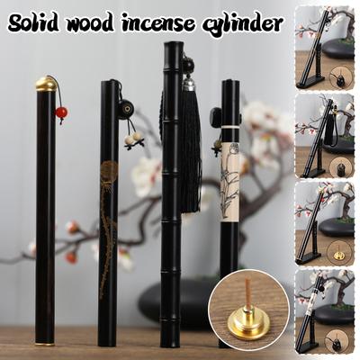 Ebony Wood Incense Stick Tube Holder Home Fragrances Sandalwood Incense Tube Container Buddha Incense Burner Storage Box