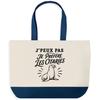 Large Blue Bottom Tote Bag I Can't I Prefer Seals I Can't Minimalist | Cotton Canvas 170 G/m² 27 L Inner Pocket