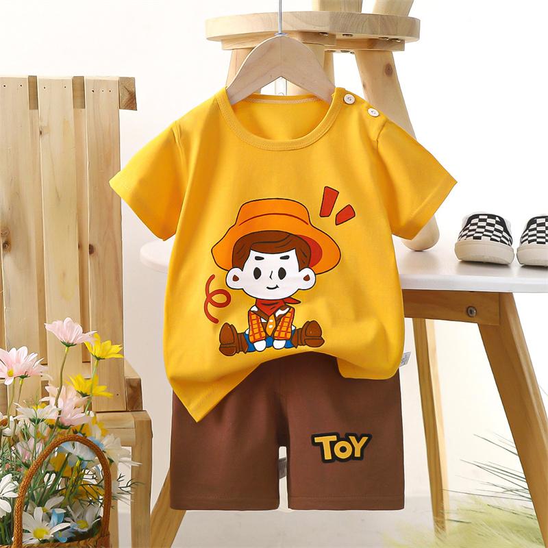 2026 Summer Kids O-Neck Short Sleeve Top Suits Baby Spring Cartoon Short Pant Two-pieces Set Suit for Girl Boy
