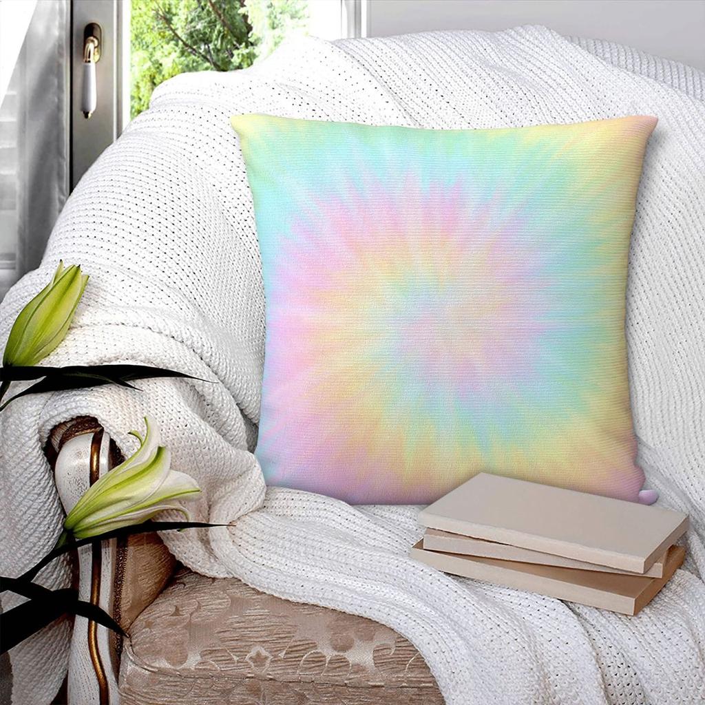 Tie Dye Pastel Wallpaper Square Pillowcase Pillow Cover Polyester Cushion Zip Decorative Comfort Throw Pillow for Home Sofa