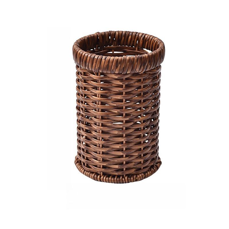 Vintage Rattan Chopstick Holder, Kitchen Utensil Storage Basket, Tabletop Cutlery Caddy for Dining Hanging Baskets