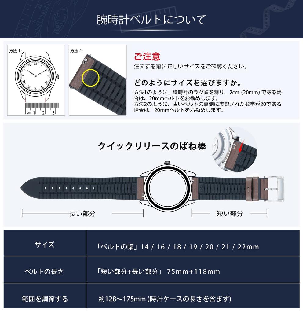 Leather Watch Band with Inner Rubber Breathable Hybrid Quick Release Watch Strap Wristwatch Strap Smartwatch Strap Unisex Silver [BINLUN] (Brown,