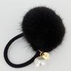 LALA Natural Mink Ball Hair Band - Black
