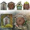 1 PC Miniature Fairy Door Figurines Statues for Outdoor Yard Art Garden Tree Decor With Engraved Design Fairy Garden Door