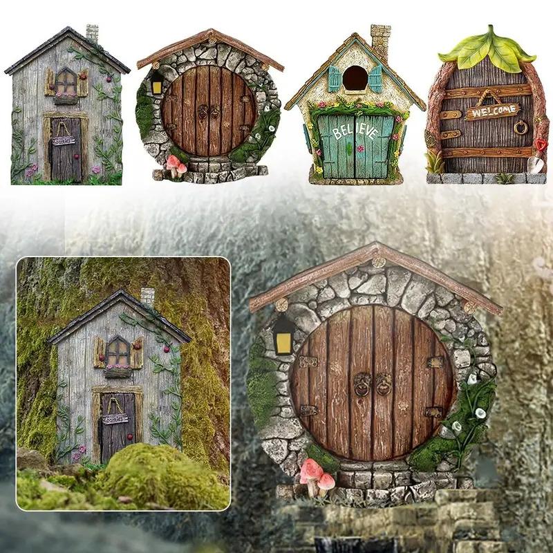 1 PC Miniature Fairy Door Figurines Statues for Outdoor Yard Art Garden Tree Decor With Engraved Design Fairy Garden Door