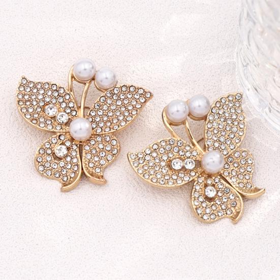 Vintage Clothing Accessory Women Butterfly Brooch Pin, Shape Lapel Pin with Alloy Faux Pearls Rhinestones, Jewelry for Dresses Coats Jackets Pins
