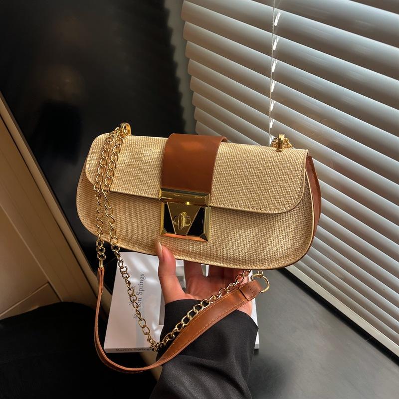 Trendy new underarm bag, contrast patchwork, singleshoulder crossbody bag, simple and versatile commuter bag