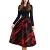 Women's Casual And Fashionable Long Sleeved R-neck Snowflake Print Dress