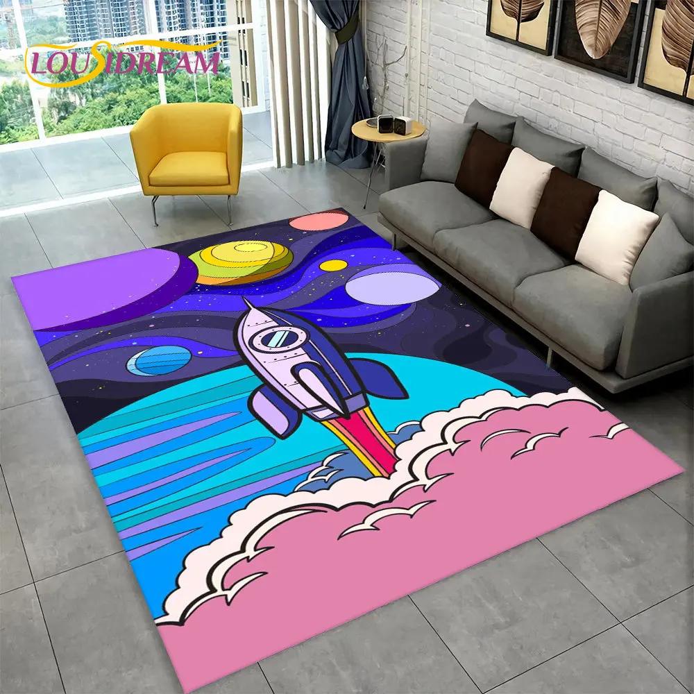 Dywanik z kreskówkowym astronautą kosmicznym 3D, Dywanik do domu, salonu, pokoju dziecięcego, pod sofę, wycieraczka, Mata podłogowa dla dzieci antypoślizgowa