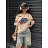 Summer women's T-shirt with letter printing lightweight breathable casual fashionable European and American street style